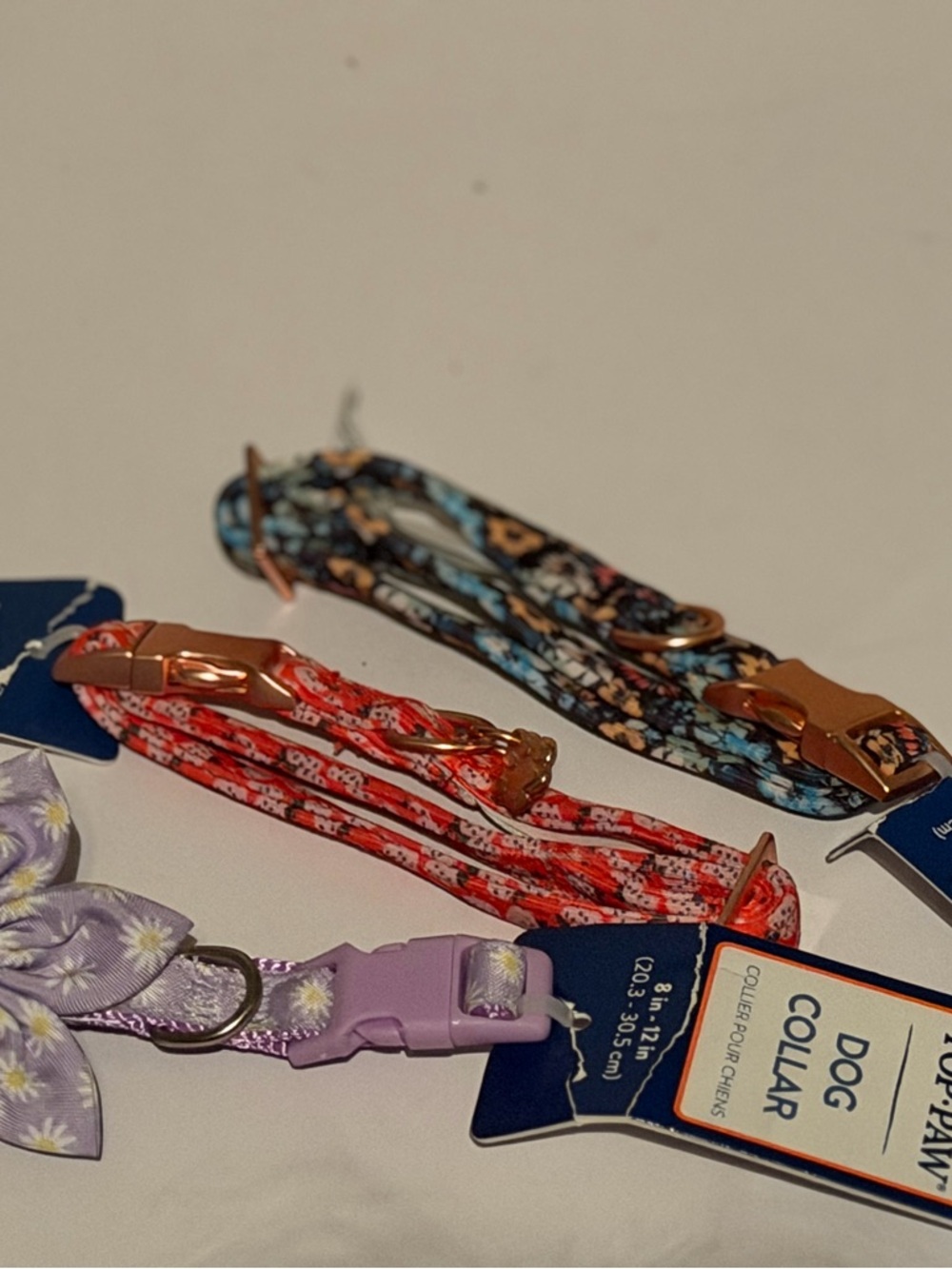 Top Paw Red Floral Dog Collar with Rose Gold Hardware